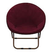 abordables Cubierta de sillón y silla sin brazo-Funda de terciopelo para silla con platillo redondo, fundas para silla Moon, 1 pieza, funda elástica extraíble para silla Moon con parte inferior elástica para sala de estar