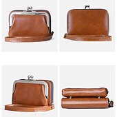 cheap Card Holders &amp; Cases-2023 Women New Retro Genuine Leather Rivet Short Wallet Zipper Coin Card Holder Female Coin Clutch Wallets Purse Money Bag
