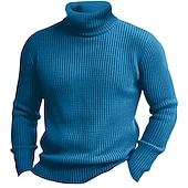 preiswerte Herrenpullover-Weihnachtspullover, Herrenpullover, Pullover, Strickpullover, Rippstrick, normal, schlicht, Rollkragen, warm halten, modern, zeitgenössisch, Alltagskleidung, Ausgehen, Kleidung, Herbst, Winter, Schwarzwein