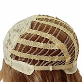 baratos peruca mais velha-Perucas peruca loira morango com franja cabelo sintético peruca natural completa reta comprimento médio bob peruca traje de halloween perucas para mulheres perucas cosplay 14&quot;