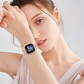 baratos Pulseiras de relógio Fitbit-Pulseira de Smartwatch Compatível com Fitbit Versa 4, Sense 2, Versa 3, Sense Aço Inoxidável Relógio inteligente Alça Feminino Purpurina Cristal Pulseira de joias Substituição Pulseira
