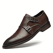 abordables Officiel-hommes mocassins habillés et slip-ons richelieu chaussures de moine affaires britannique gentleman bureau et carrière fête et soirée chaussures en cuir noir marron printemps automne