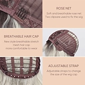 abordables perruque plus âgée-Perruque courte noire avec frange, cheveux naturels synthétiques pour femmes, longueur d&#039;épaule ondulée, vague d&#039;eau (12 pouces)