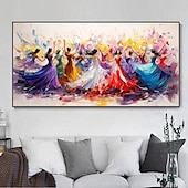 voordelige Schilderijen van mensen-groot dansend meisje schilderij op canvas handbeschilderd muurdecor kleurrijke vrouwen muurkunst extra groot canvas moderne huisdecoratie danser canvas kunst huis kamer decor geen frame