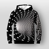 billiga Pojkens 3D Vision &amp; Geometri-Pojkar 3D Grafisk Huvtröja Pullover Långärmad 3D-tryck Höst Vinter Mode Streetwear Häftig Barn 3-12 år Huva Utomhus Ledigt Dagligen Normal