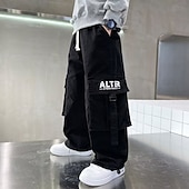 cheap Bottoms-Kids Boys Pants Trousers Pocket Solid Color Keep Warm Comfort Pants School Sports Daily Black Coffee