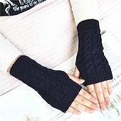 cheap Heating &amp; Cooling-Monochrome Knitted Gloves Short Half Finger Warm Gloves Elastic Fingerless Touch Screen Fall Winter Gloves