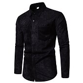 economico camicia da uomo con bottoni-Per uomo Camicia Maglietta informale Camicia di velluto a coste Nero Giallo Rosa Viola Marrone Manica lunga Liscio Bavero Strada Da mare Di base Abbigliamento Di tendenza Comodo