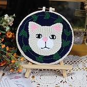 cheap Photobooth Props-1set DIY Knitting Embroidery Kit Cute Animal Pattern DIY BasicStarter Embroidery Practice Set With Embroidery Hoop ColorThreads Needles Instructions Creative Basic Embroidery Set ForAdults Begi