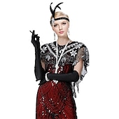 economico Sciarpe &amp; Wrap-Retrò Vintage Anni Ruggenti Anni 1920 Abiti Fascia Flapper Set di accessori Il grande Gatsby Invitato al matrimonio Paillettes Paillettes Per donna Halloween Carnevale Mascherata Carnevale Festa