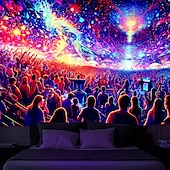 preiswerte Blacklight -Wandteppiche-Schwarzlicht-Wandteppich, UV-reaktiv, leuchtet im Dunkeln, Party, Neon, Trippy, Misty Bar, Konzert, Wandteppich, Wandbild für Wohnzimmer, Schlafzimmer