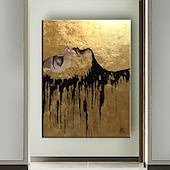 voordelige Schilderijen van mensen-groot met de hand geschilderd zwart en goud schilderij acrylfolie schilderij op canvas muurkunst abstracte kunst abstract schilderij gouden firgure schilderij zwart schilderij huisdecoratie decor