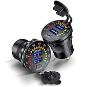 voordelige Auto-oplader-36w dual usb qc3.0 autolader 12v usb-uitgang snel opladen stopcontact met kleurrijke digitale voltmeter &amp; aan / uit knop &amp; 10a ingebouwde zekering voor voertuigen motorfietsen marine boot atv bus