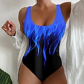 billige Onepiece badedrakter-Dame Badetøy Én Del Normal Badedrakt Trykt Flamme Strandklær Sommer Badedrakter
