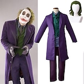 preiswerte Joker-Stil-Joker Clown Bluse / Hemd Hose Outfits Herren Film Cosplay Cosplay Kostüm Party Lila Mantel Weste Bluse Maskerade Polyester / Krawatte / Krawatte mit Perücke