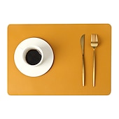 billige Placemats &amp; Coasters &amp; Trivets-vinyl dekkematte vanntett pu lær varmebestandig spisebord bord bord plate matte juledekor høst kjøkken bord matter innendørs utendørs