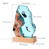  mantor och par dykare harts nattljus sjöjungfru val kontor skrivbord konst ornament skeppsvrak bläckfisk julklapp massivt trä harts nattlampa