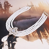 billige Tilbehør og mer-halskjede perler perler halskjede retro vintage elegant &amp;amp; luksuriøs 1920-tallslegering for cosplay damekostymesmykker motesmykker