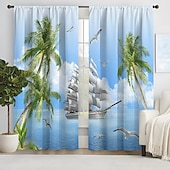 abordables Cortinas y cortinajes-Cortinas opacas de 2 paneles, cortinas para sala de estar, dormitorio, cocina, tratamientos de ventanas, oscurecimiento de habitación con aislamiento térmico