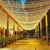 economico Plug in elettrico-50m 100m ghirlanda albero di natale luci fatate 400 800led stringa di luce ip65 impermeabile catena giardino esterno ghirlanda festa di nozze vacanza paesaggio decorazione illuminazione blu colorato