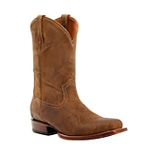 cheap Cowboy &amp; Western Boots-Men&#039;s Vintage Faux Leather Western Cowboy Boots - Classic Square Toe Design for Rodeo, Ranch, and Casual Wear