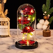 cheap Decorative Lights-Eternal Rose LED Light: Add a Romantic Glow to Your Home with a Foil Flower Table Lamp - Perfect for Room Decor, Wedding Favors, Valentines Day Gift, Girlfriend Night Lights!