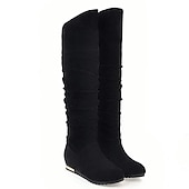 levne Slouch Boots-dámské ploché boty ke kolenům, boty z umělého semiše ve více barvách na podzimní a zimní nošení