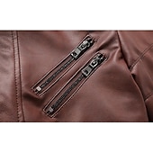 baratos Jaqueta de couro sintético-Homens Blusão de couro falso Jaqueta de motociclista Jaqueta de Motocicleta Ao ar livre Roupa Diária Prova-de-Água A Prova de Vento Zip Completo Estilo Moderno Outono Inverno Côr Sólida Casual Sem