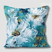 abordables style floral &amp; végétal-Housse de coussin double face à fleurs bleues, taie d&#039;oreiller carrée décorative douce, pour chambre à coucher, salon, canapé, chaise, 1 pièce