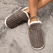 ieftine Flip-Flops de Damă-papuci de casă roz de pluș pentru femei, cu căptușeală din lână – pantofi confortabili, anti-alunecare, pentru confortul casei