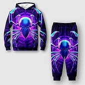 billiga Pojkens 3D-djur-Pojkar 3D SPIDER Huvtröja &amp; träningsbyxor Set Set Långärmad 3d-utskrivning Höst Vinter Aktiv Mode Häftig Barn 3-12 år Utomhus Semester Gata Normal