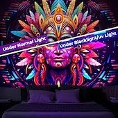  gobelin ze światłem czarnym uv reaktywny świecący w ciemności świecący neonowy impreza trippy mglisty faraon egipt wiszący gobelin sztuka ścienna mural do salonu sypialni