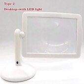 cheap Office Supplies-Desktop Magnifying Glass with LED Light Large Screen 360-degree Rotation 3 Times Magnification Reading Newspapers for The Elderly