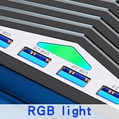 abordables Cables y adaptadores-Reproductores de cd/dvd externos con 4 usb con luces led para ordenadores personales, reproductores de cd/dvd. Lector de tarjetas extensor multifunción tipo c para windows/liunx/mac os/para mac