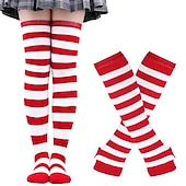 abordables Accesorios-Calcetines hasta rodilla Calcetines de Navidad Mujer Navidad Carnaval Mardi Gras Nochebuena Retro Antiguo Guantes Calcetines