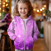 abordables Vision 3D de la Fille &amp; Éclat-Fille 3D Dégradé de Couleur Pull à Capuche de Noël Sweat à capuche Manteau Rose manche longue 3D effet Automne Hiver Actif Mode Le style mignon Enfants 3-12 ans 4-12 ans Extérieur Casual du quotidien