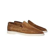 abordables Chaussures sans lacets &amp; mocassins-mocassins pour hommes en daim bleu clair avec semelle blanche confortable - parfaits pour une tenue décontractée et estivale