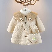 Недорогие Верхняя одежда-Дети (1-4 лет) Девочки Пуховик Сплошной цвет Активный кнопка Школа Пальто Верхняя одежда 3-7 лет Весна Бежевый