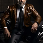 abordables Blazers pour hommes-Homme blouson cuir blazer Extérieur Usage quotidien Chaud Coupe Vent Automne hiver Plein Mode Vêtement de rue Revers Normal faux cuir Noir Jaune Vin Bleu de minuit Veste