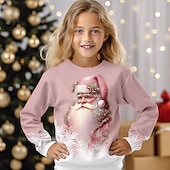 Hanorac de Crăciun pentru fete, model 3D, cu imprimeu 3D, stil streetwear, adorabil, poliester, copii 4-12 ani, guler rotund, exterior, casual, zilnic, croială regulată ieftine Tricouri de Crăciun pentru copii-Hanorac de Crăciun pentru fete, model 3D, cu imprimeu 3D, stil streetwear, adorabil, poliester, copii 4-12 ani, guler rotund, exterior, casual, zilnic, croială regulată