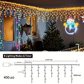 abordables Guirlandes lumineuses à brancher-1 paquet de guirlandes lumineuses de Noël de 10 mètres à 400 LED, lumières de Noël extérieures avec 8 modes de minuterie, télécommande étanche, guirlande lumineuse connectable à brancher pour l&#039;extérieur et l&#039;intérieur de la maison