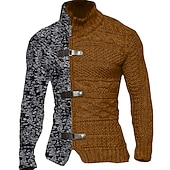 levne pánský svetr cardigan-Pánské Svetr Cardigan Masivní kardigan Oříznutý svetr Kabel Plést Standardní Zip Tlačítko Barevné bloky Stojáček Vinobraní protažení Ležérní Denní nošení Oblečení Klínové rukávy Podzim Zima Černá Bílá
