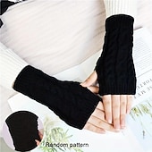 cheap Heating &amp; Cooling-Monochrome Knitted Gloves Short Half Finger Warm Gloves Elastic Fingerless Touch Screen Fall Winter Gloves