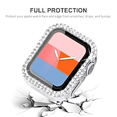 baratos Capa Smartwatch-2 por Pacote Estojo de relógio com protetor de tela Compatível com Apple Watch Series 8 7 41mm 45mm / Series 6 5 4 SE 40mm 44mm / Series 3 2 1 38mm 42mm Resistente a riscos Bling Diamond Limpar HD