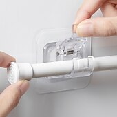 cheap Storage &amp; Organization-4Pcs Self Adhesive Curtain Rod Bracket Punch-free Curtain Rod Clips Nail-Free Hook Adjustable Shower Curtain Rod Hanging Holder