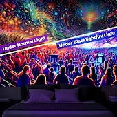 preiswerte Blacklight -Wandteppiche-Schwarzlicht-Wandteppich, UV-reaktiv, leuchtet im Dunkeln, Party, Neon, Trippy, Misty Bar, Konzert, Wandteppich, Wandbild für Wohnzimmer, Schlafzimmer