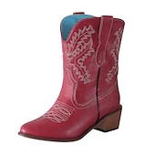 levne Cowboy &amp; Western Boots-dámské červené westernové kovbojské boty s výšivkou pro vintage styl i každodenní nošení