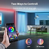 お買い得  ＬＥＤストリップライト-5v usb rgb cob ledライトストリップ1-3メートル変色ストリップライトテレビバックライトマルチカラーフレキシブルキャビネットボトムベルト音楽アプリコントローラー寝室キッチンホームdiy照明に適しています