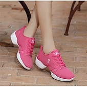 cheap Dance Sneakers-Women&#039;s Black Mesh Breathable Dance Sneakers – Lightweight Lace-Up Jazz and Hip-Hop Shoes for Latin, Zumba, and Fitness Training