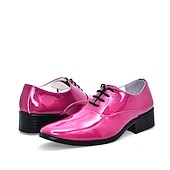 preiswerte Oxford-Schuhe-Oxford-Schuhe für Herren aus glänzendem rosa Lacklederimitat – auffällige Abendschuhe für Partys und besondere Anlässe